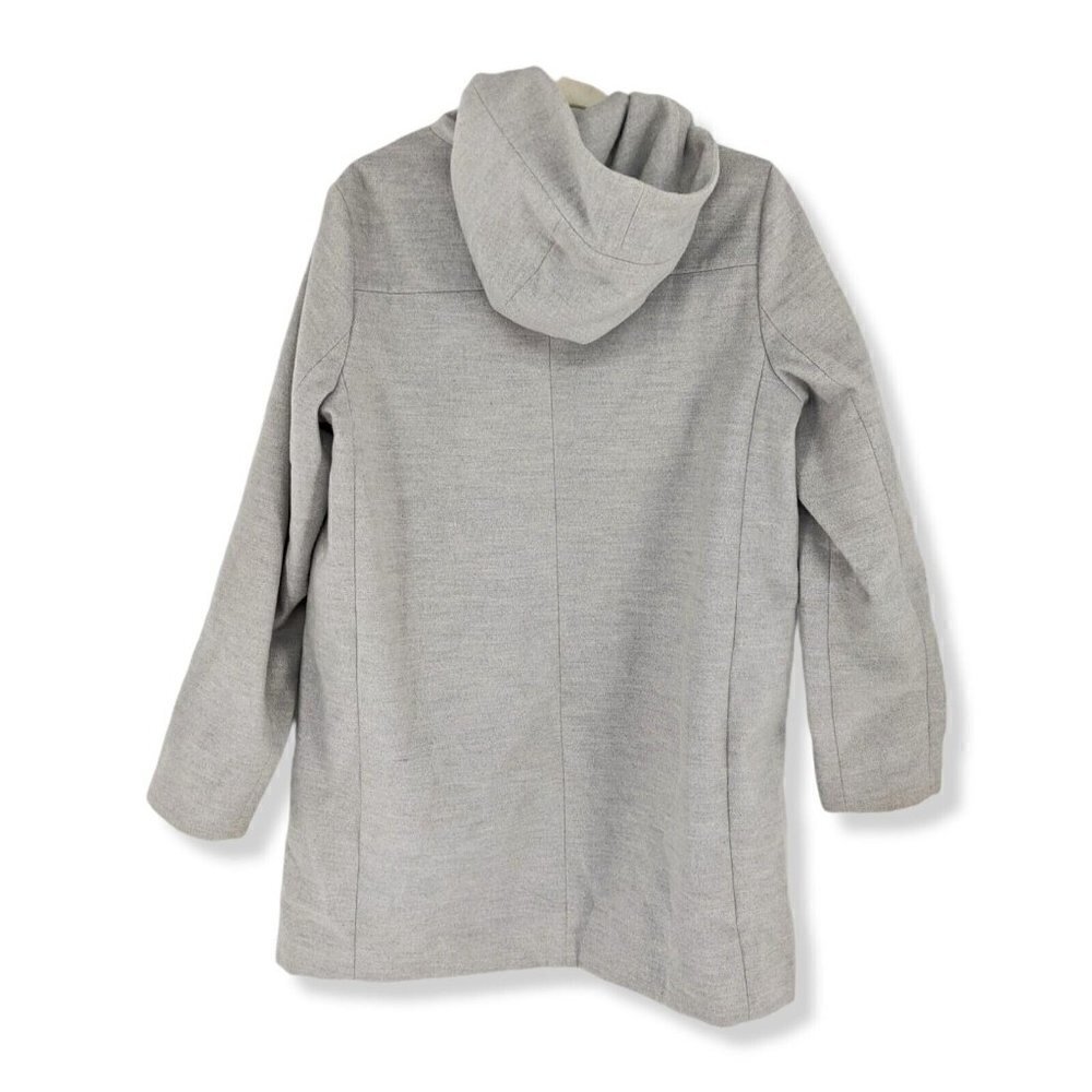 ASOS Hooded Long Coat Zip Front Gray Lined Pockets Women's Sz 10 - Picture 2 of 12